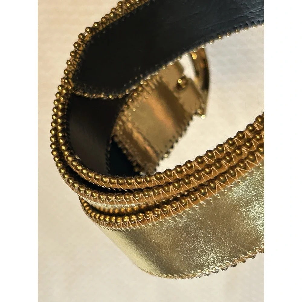 Two Blondes - Women's - Gold Colored Belt Genuine Soft Leather Buckle - 1